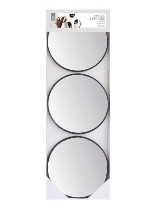 Lot de 3 miroirs diam 26cm effet bois - Kiabi