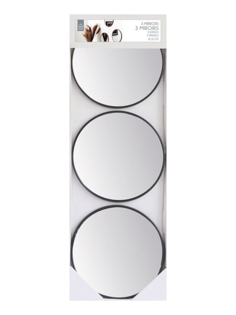Lot de 3 miroirs diam 26cm effet bois Marron - Kiabi