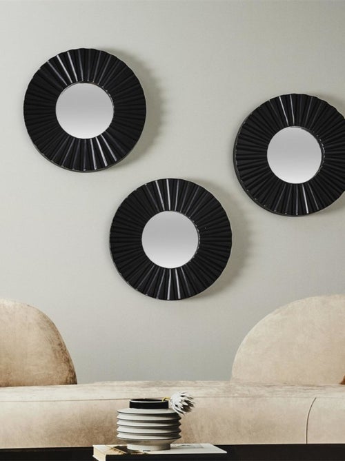 Lot de 3 miroirs diamètre 19cm coloris noir - Kiabi