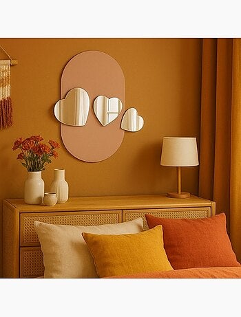 Lot de 3 miroirs forme coeur