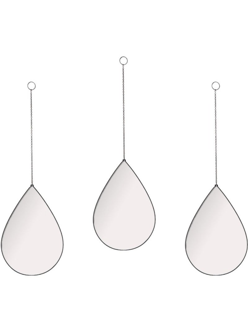 Lot de 3 miroirs forme goutte 28x19cm Noir - Kiabi