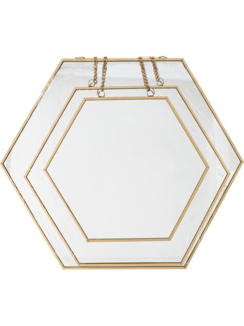 Lot de 3 miroirs hexagonaux suspendus en métal doré LENY - Kiabi