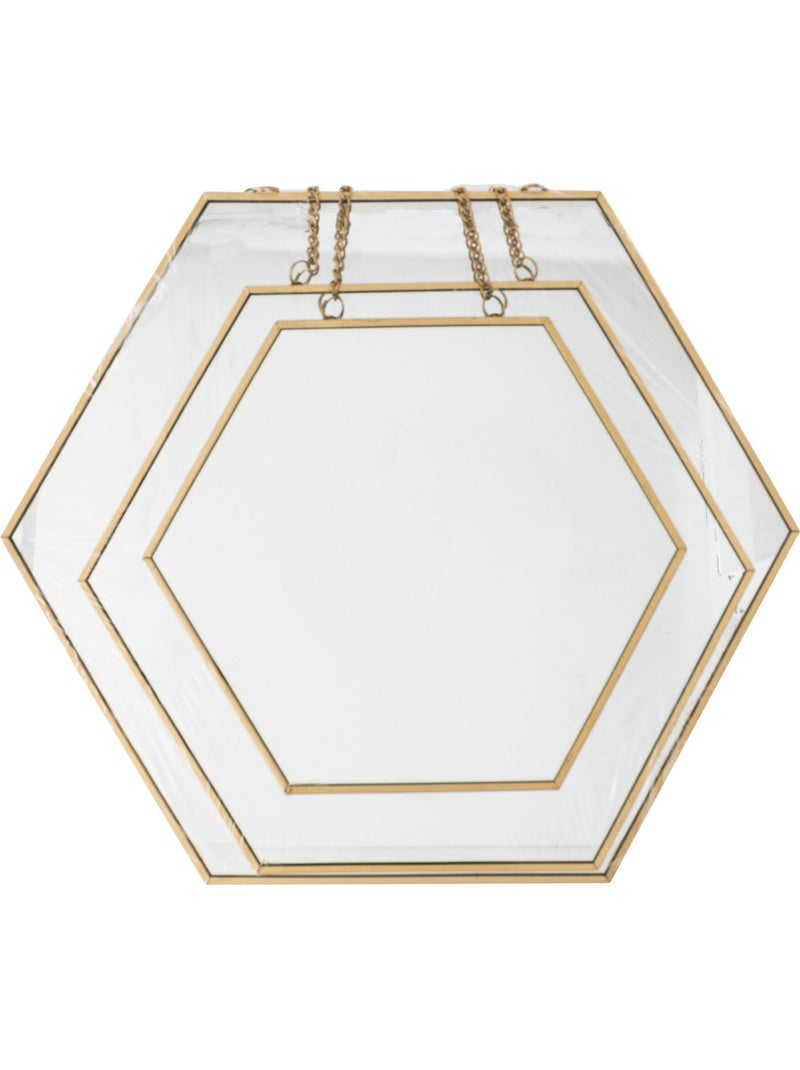 Lot de 3 miroirs hexagonaux suspendus en métal doré LENY Doré - Kiabi