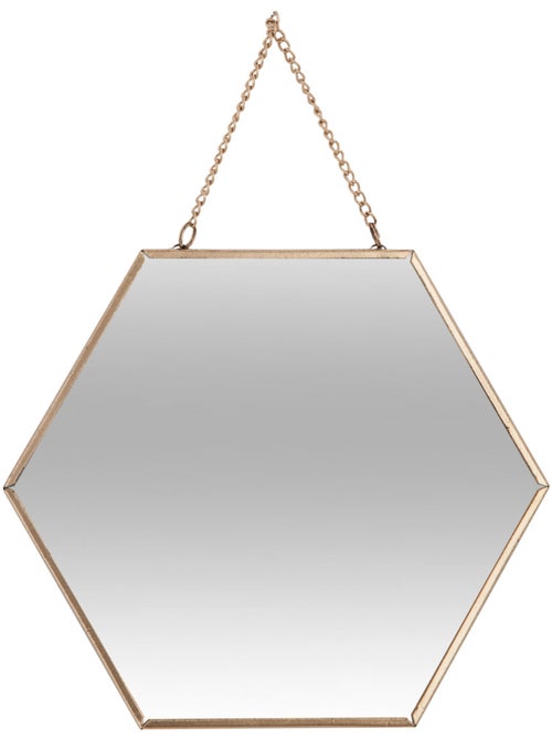Lot de 3 miroirs hexagonaux suspendus en métal doré LENY - Kiabi