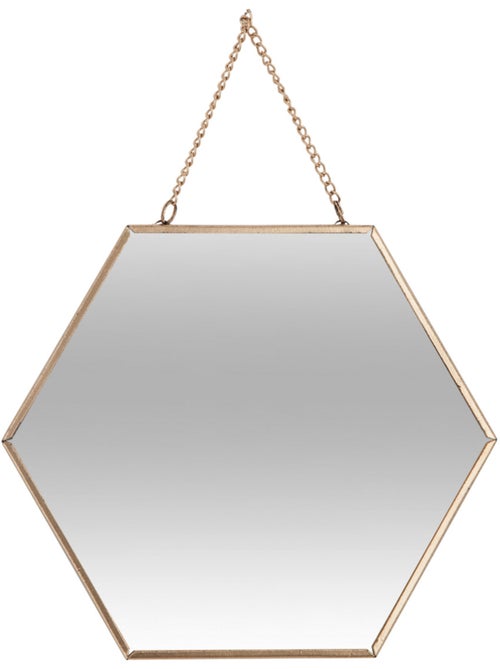 Lot de 3 miroirs hexagonaux suspendus en métal doré LENY - Kiabi