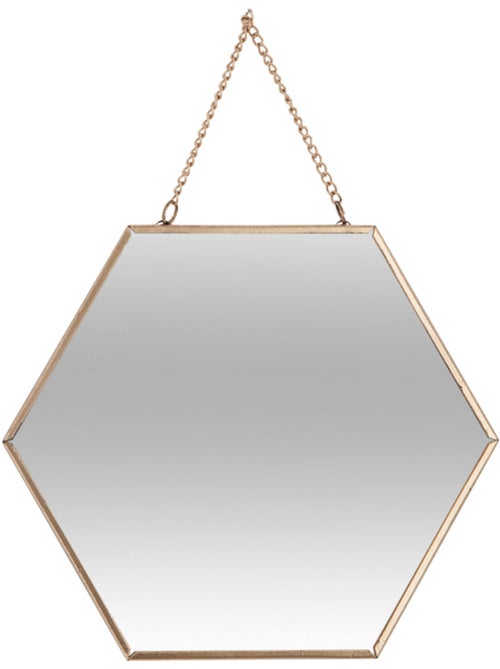 Lot de 3 miroirs hexagonaux suspendus en métal doré LENY - Kiabi