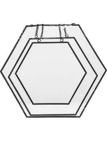 Lot de 3 miroirs hexagonaux suspendus en métal doré LENY