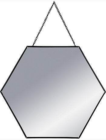 Lot de 3 miroirs hexagonaux suspendus en métal doré LENY
