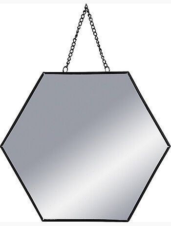Lot de 3 miroirs hexagonaux suspendus en métal doré LENY