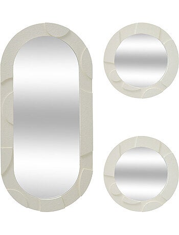 Lot de 3 miroirs muraux bois texturé ANNY