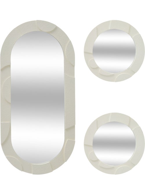 Lot de 3 miroirs muraux bois texturé ANNY - Kiabi