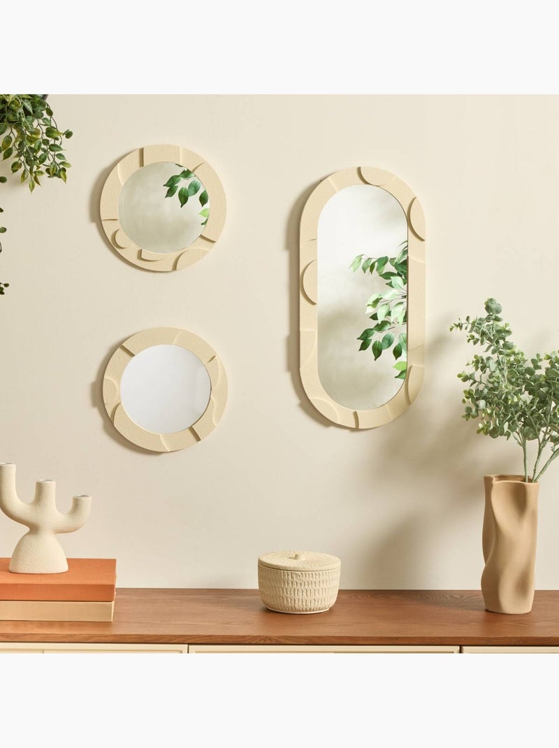 Lot de 3 miroirs muraux bois texturé anny Beige - Kiabi