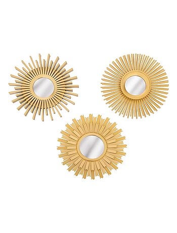 Lot de 3 miroirs muraux en forme de soleil AMED