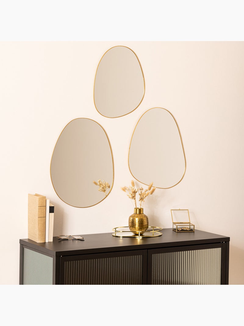 Lot de 3 miroirs organiques contours biseautés LIDA Doré - Kiabi