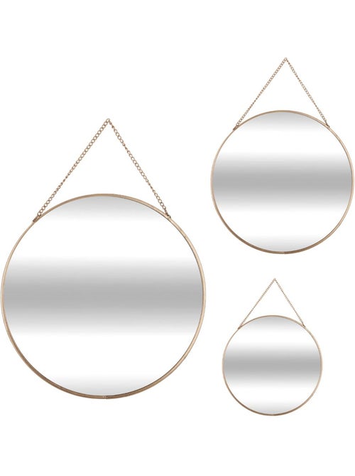 Lot de 3 miroirs ronds à suspendre en métal LENY - Kiabi