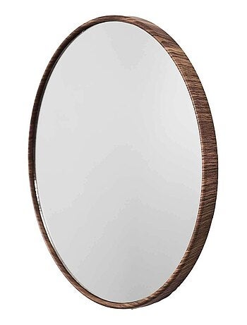 Lot de 3 miroirs ronds avec cadres effet bois