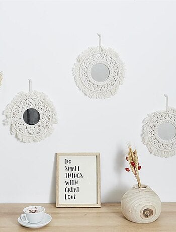 Lot de 3 miroirs ronds bohème