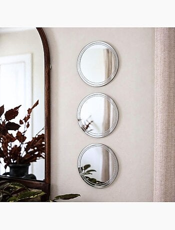 Lot de 3 miroirs ronds contour pailleté 20cm