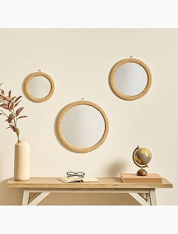 Lot de 3 miroirs ronds en corde TILIA