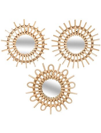 Lot de 3 miroirs ronds en osier aida