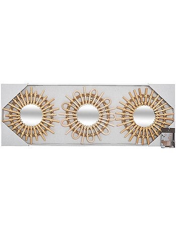 Lot de 3 miroirs ronds en osier aida