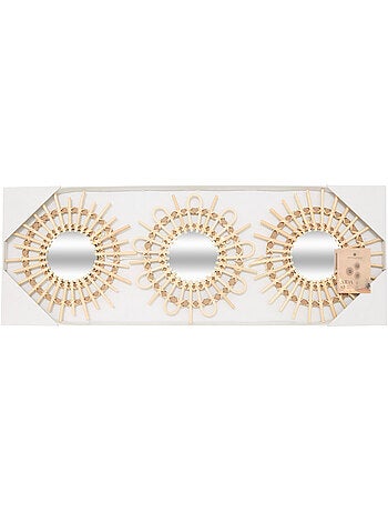Lot de 3 miroirs ronds en osier aida