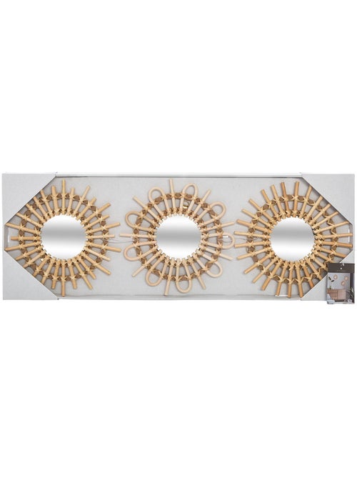Lot de 3 miroirs ronds en osier AIDA - Kiabi