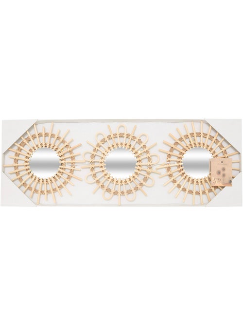 Lot de 3 miroirs ronds en osier AIDA - Kiabi