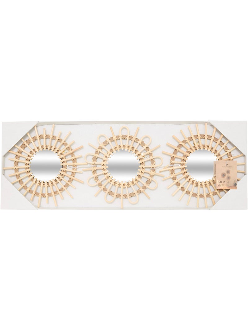 Lot de 3 miroirs ronds en osier AIDA Beige - Kiabi