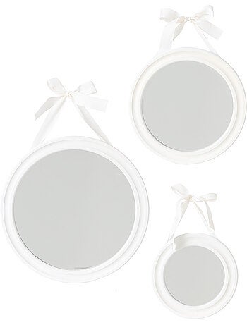 Lot de 3 miroirs ronds romantiques avec ruban ALEXIA