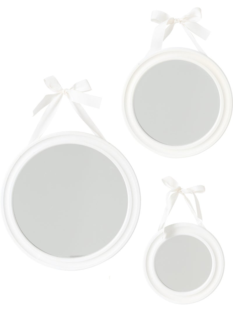 Lot de 3 miroirs ronds romantiques avec ruban ALEXIA Taupe - Kiabi