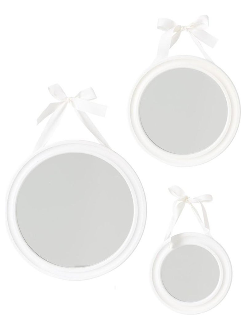 Lot de 3 miroirs ronds ruban Alexia blanc Blanc - Kiabi