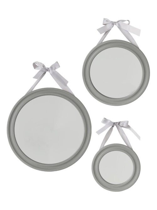 Lot de 3 miroirs ronds ruban Alexia gris - Kiabi