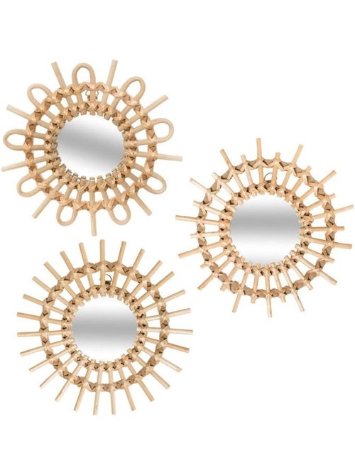 Lot de 3 miroirs rotin soleil D28 - Kiabi
