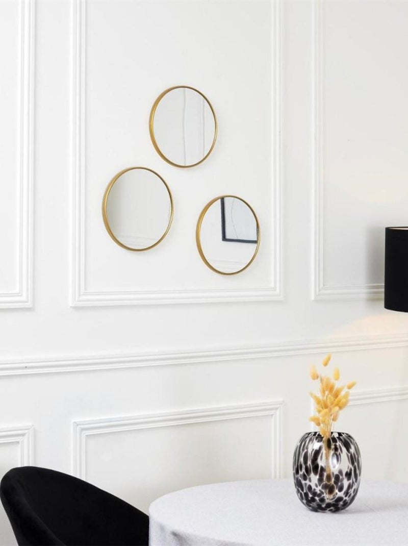 Lot de 3 miroirs TORONTO diam 26cm Doré/or - Kiabi