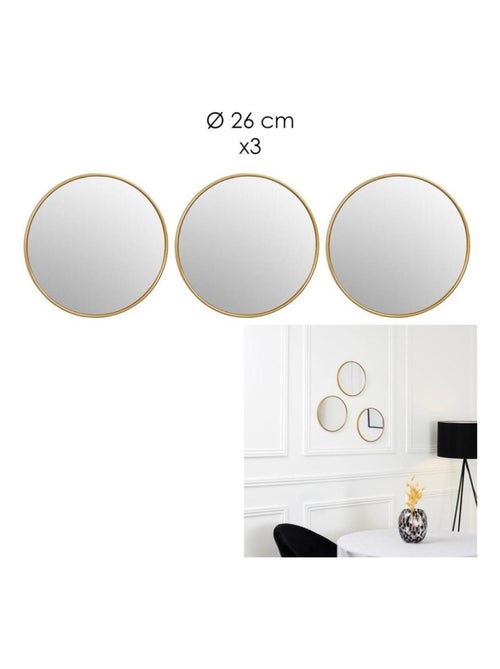 Lot de 3 miroirs TORONTO diam 26cm - Kiabi