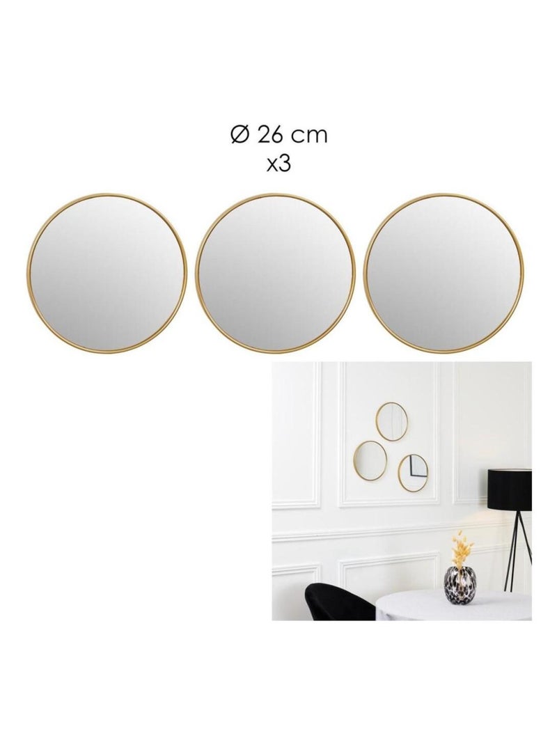 Lot de 3 miroirs TORONTO diam 26cm Doré/or - Kiabi