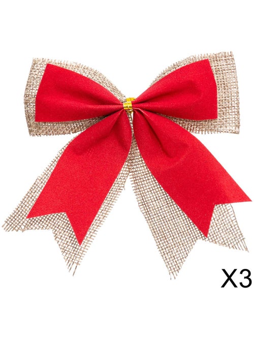 Lot de 3 nœuds déco 10 x 12 cm jute - Kiabi
