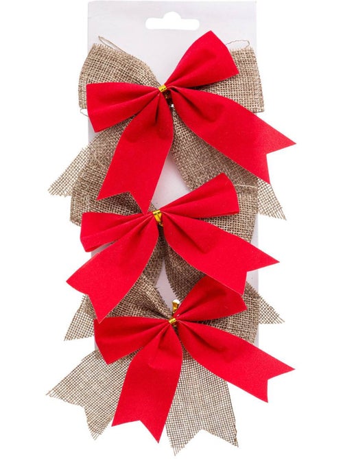 Lot de 3 nœuds déco 10 x 12 cm jute - Kiabi