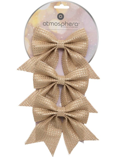 Lot de 3 nœuds déco 12 x 13 cm jute or - Kiabi