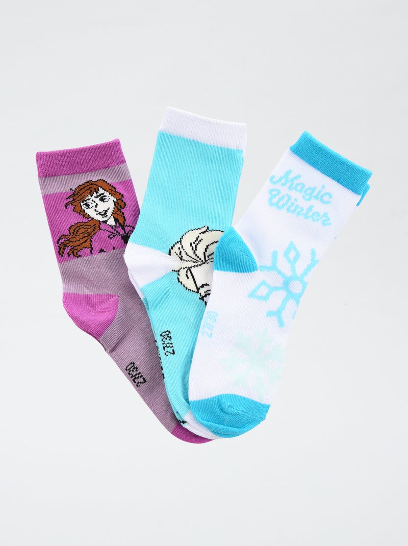 Lot de 3 paires de chaussette 'Disney' La reine des neiges' Bleu - Kiabi