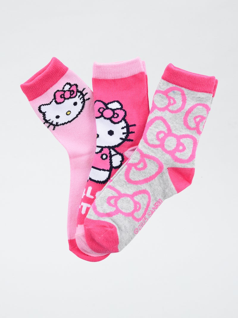 Lot de 3 paires de chaussette 'Hello Kitty' en coton Rose - Kiabi