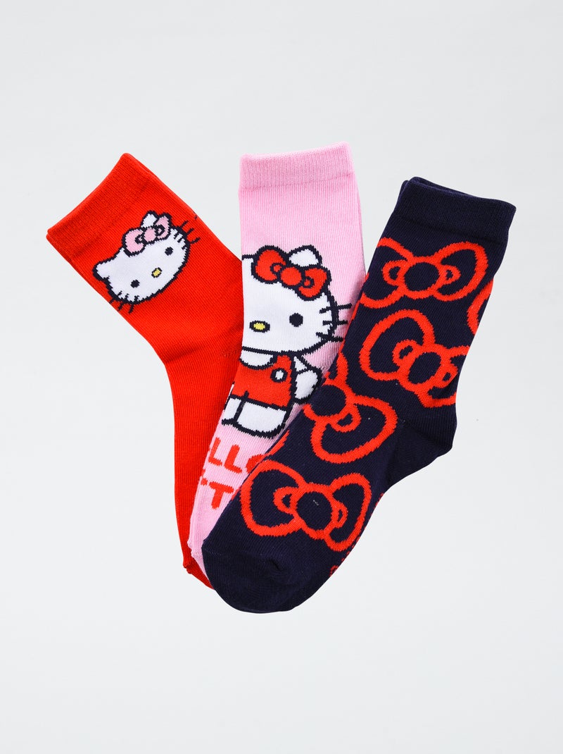 Lot de 3 paires de chaussette 'Hello Kitty' en coton Rouge - Kiabi
