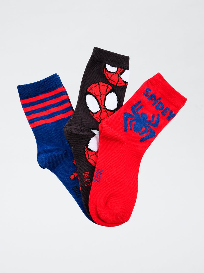Lot de 3 paires de chaussette 'Marvel' 'Spiderman' en coton Rouge - Kiabi