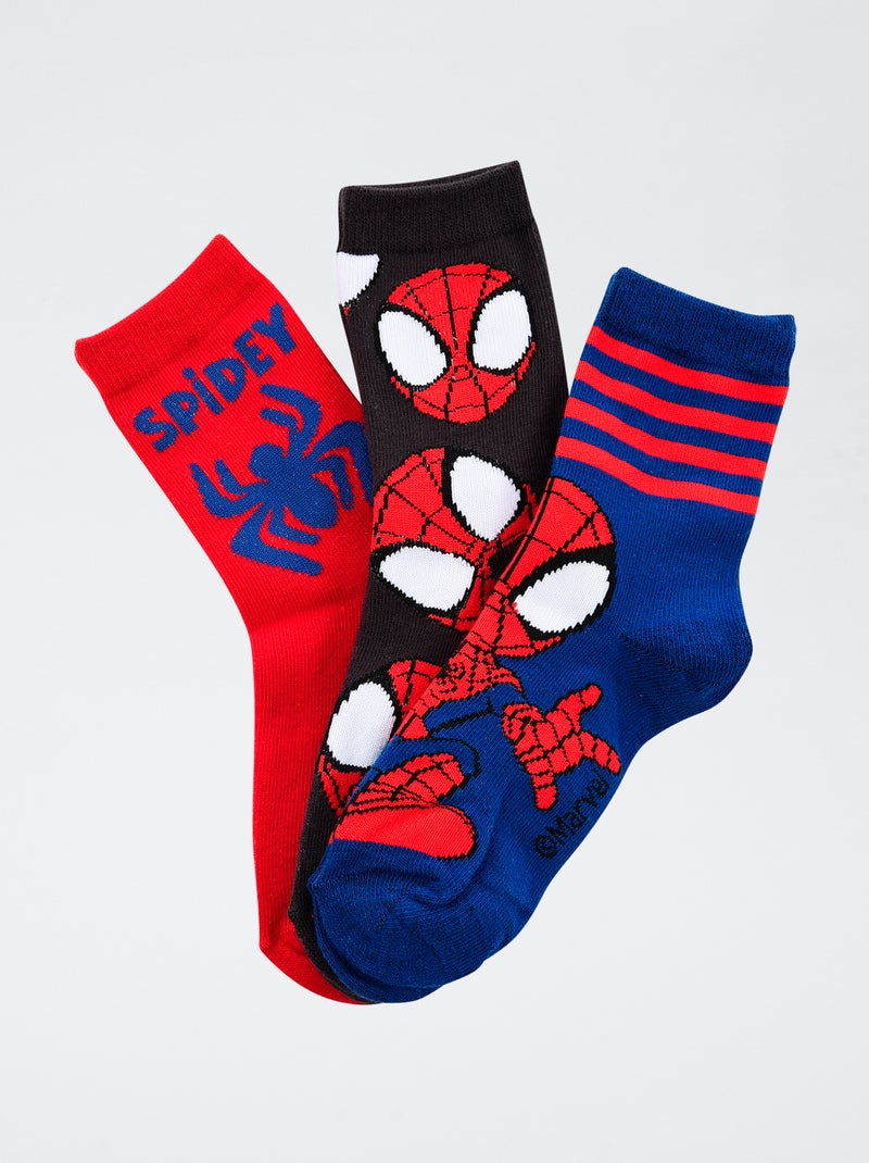 Lot de 3 paires de chaussette 'Marvel' 'Spiderman' en coton Rouge - Kiabi