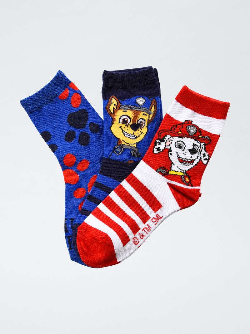 Lot de 3 paires de chaussette 'Pat patrouille' en coton Bleu - Kiabi