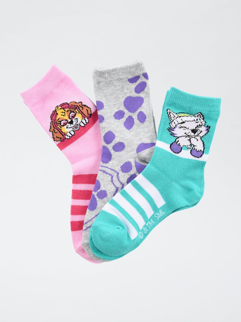 Lot de 3 paires de chaussette 'Pat patrouille' en coton Rose - Kiabi