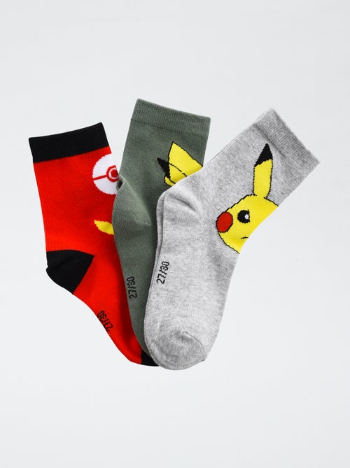 Lot de 3 paires de chaussette 'Pokémon' en coton - Kiabi