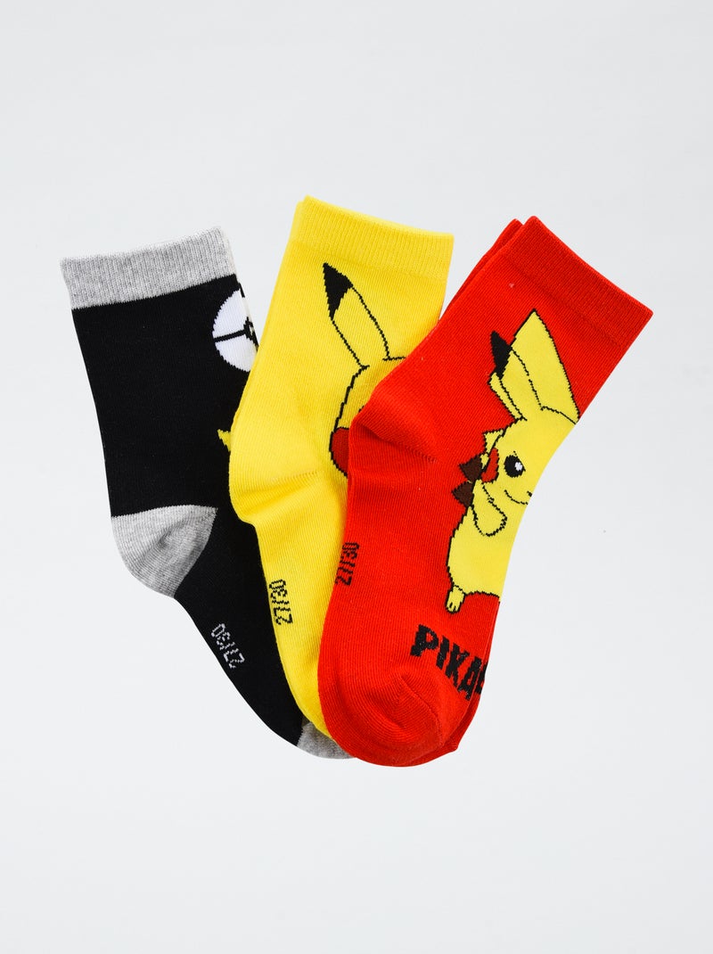 Lot de 3 paires de chaussette 'Pokémon' en coton Jaune - Kiabi