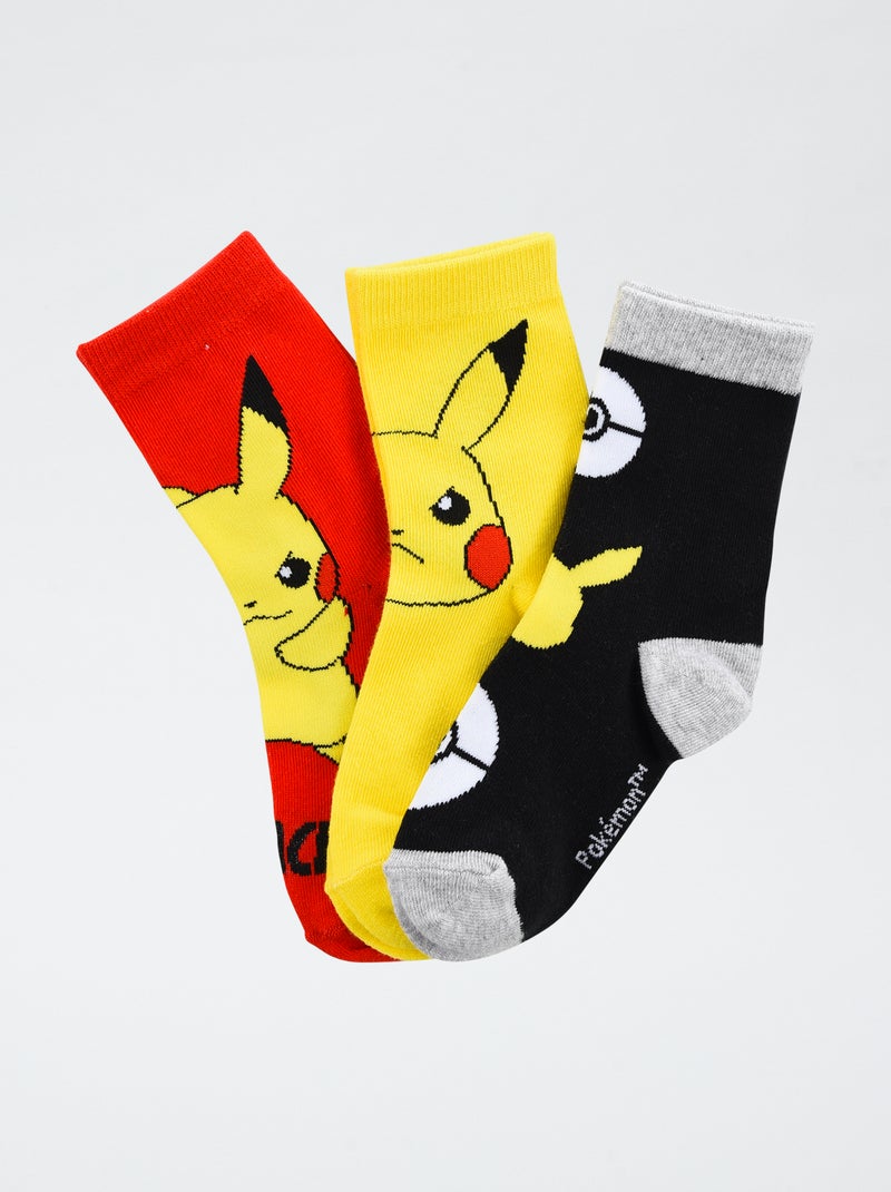 Lot de 3 paires de chaussette 'Pokémon' en coton Jaune - Kiabi